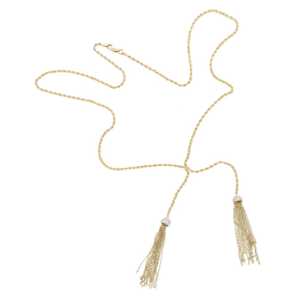 Vintage Diamond and Gold Tassel Necklace