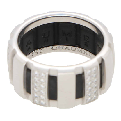 Vintage Chaumet Class One Rubber and Diamond Band Ring
