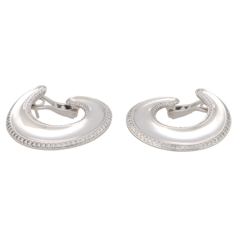 Vintage Chopard diamond chunky hoop earrings set in white gold.