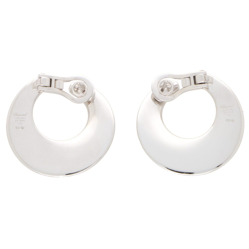 Vintage Chopard diamond chunky hoop earrings set in white gold.