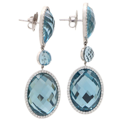 Vintage Roberto Coin blue topaz and diamond drop earrings in white gold.