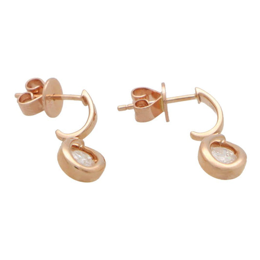 Modern Pair of Diamond Tear Drop Rose Gold Earrings