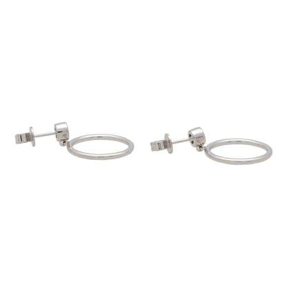Modern Diamond Set White Gold Circle Hoop Drop Earrings