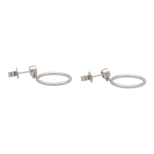 Modern Diamond Set White Gold Circle Hoop Drop Earrings