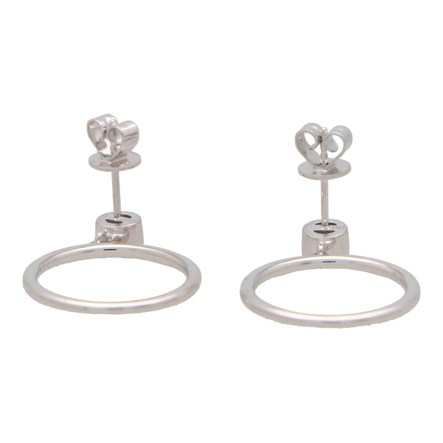 Modern Diamond Set White Gold Circle Hoop Drop Earrings