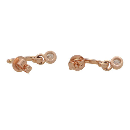 Diamond Solitaire Drop Half Hoop Earrings in Rose Gold