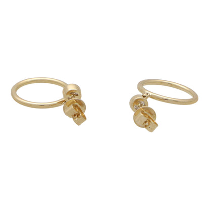 Contemporary Diamond Set Gold Circle Hoop Drop Earrings