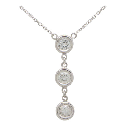 Triple Diamond Drop Pendant in White Gold