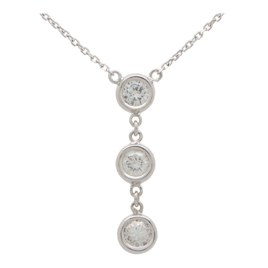 Triple Diamond Drop Pendant in White Gold