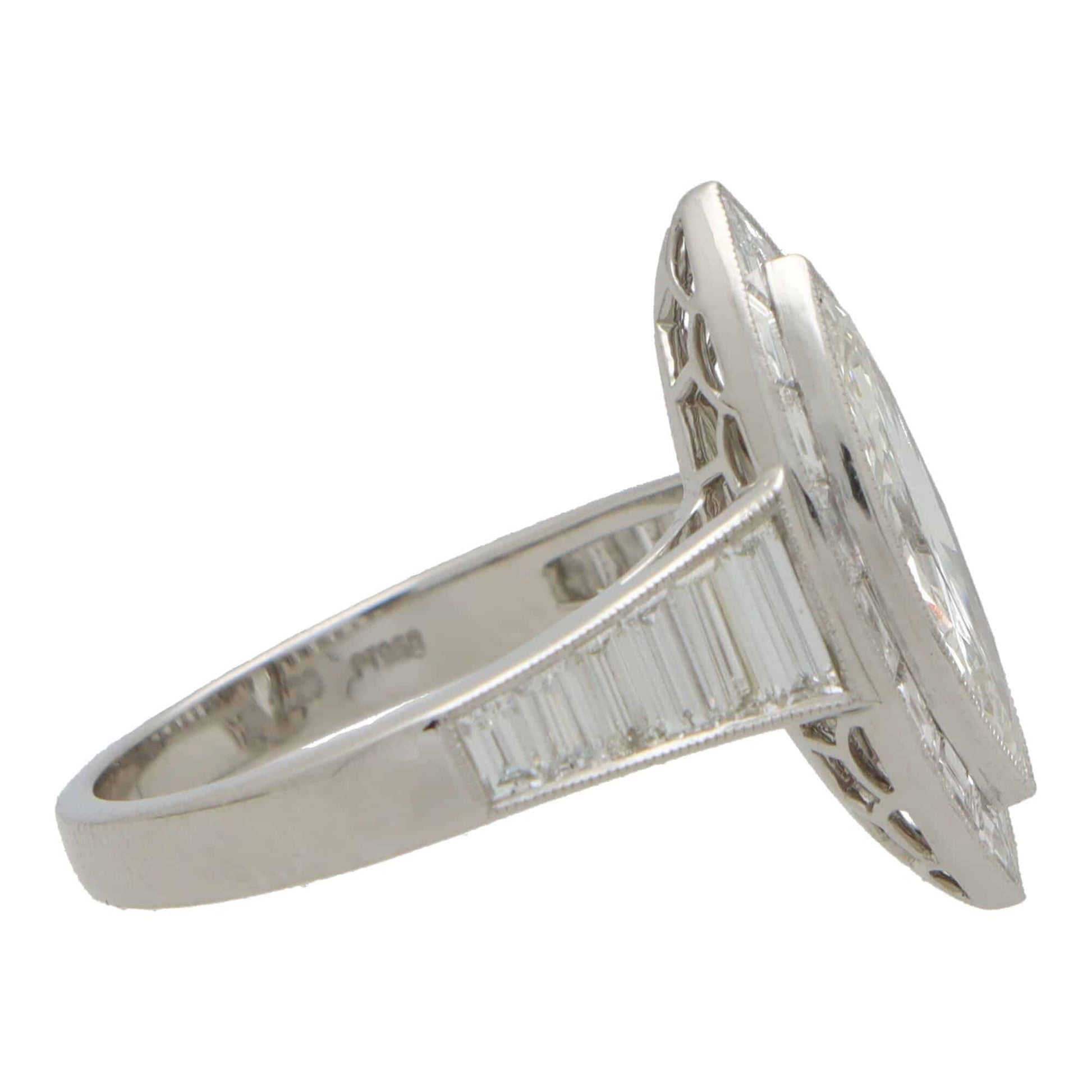 1.20ct Marquise Cut Diamond Art Deco Inspired Halo Ring
