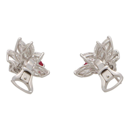 3.76ct Pear Cut Ruby and Diamond Cluster Earrings