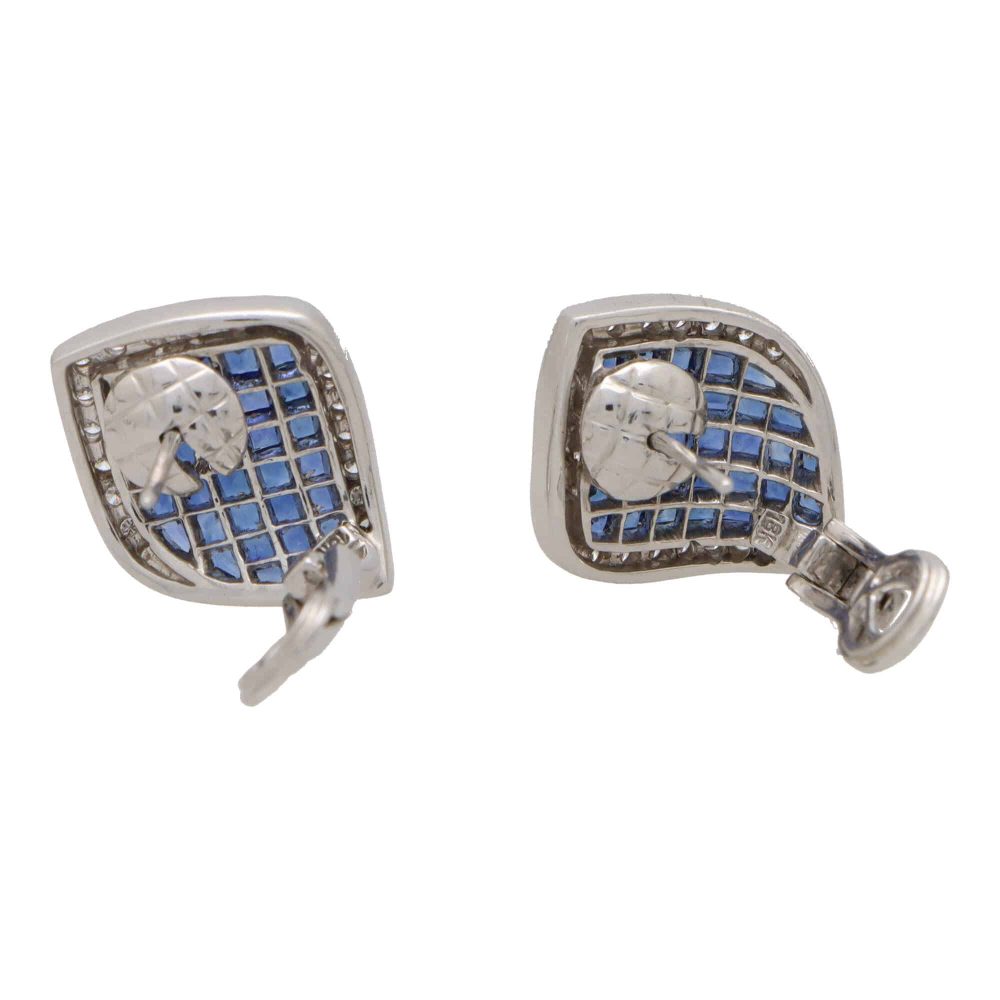 8.05ct Sapphire and Diamond Contemporary Leaf Earrings