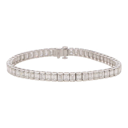 13.65ct Contemporary Emerald Cut Diamond and Platinum Line Tennis Bracelet