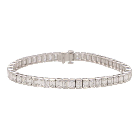 13.65ct Contemporary Emerald Cut Diamond and Platinum Line Tennis Bracelet