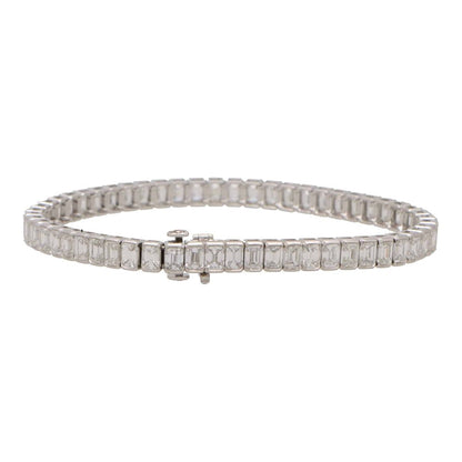 13.65ct Contemporary Emerald Cut Diamond and Platinum Line Tennis Bracelet