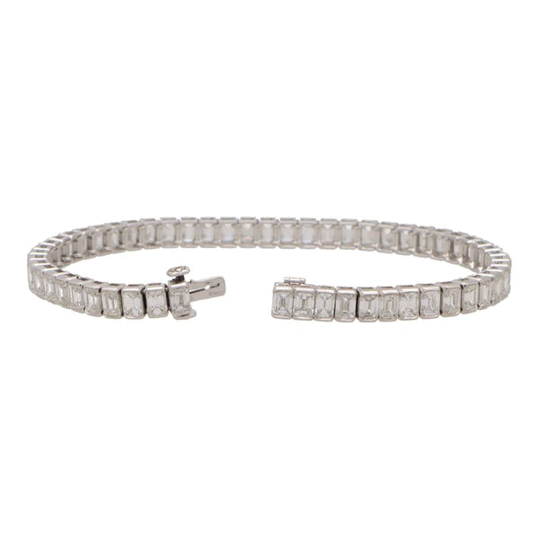 13.65ct Contemporary Emerald Cut Diamond and Platinum Line Tennis Bracelet