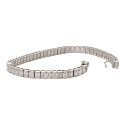 13.65ct Contemporary Emerald Cut Diamond and Platinum Line Tennis Bracelet