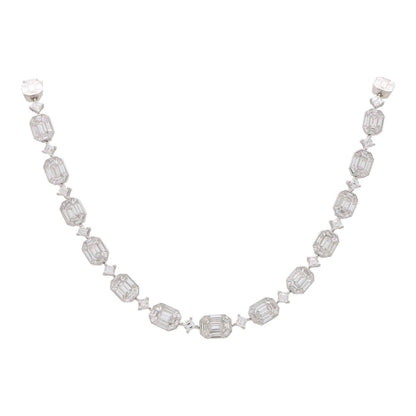18.95ct Emerald and Princess Cut Graduated Diamond Necklace