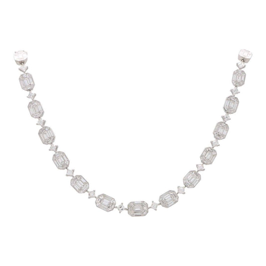 18.95ct Emerald and Princess Cut Graduated Diamond Necklace