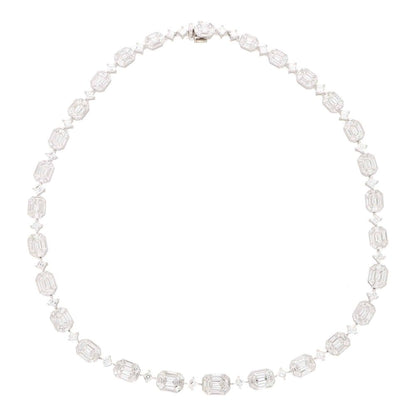 18.95ct Emerald and Princess Cut Graduated Diamond Necklace