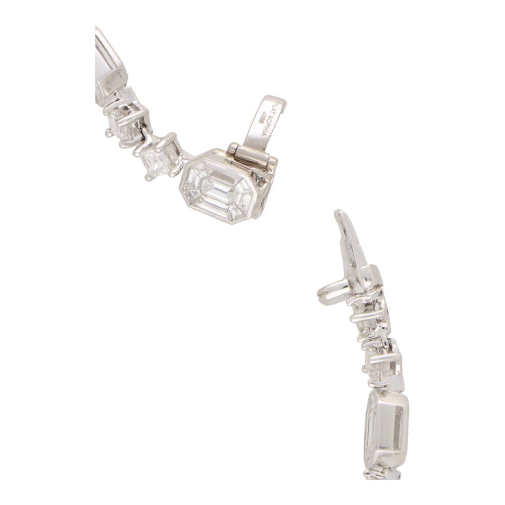 18.95ct Emerald and Princess Cut Graduated Diamond Necklace