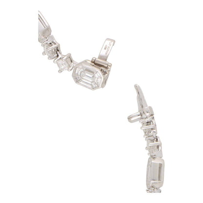 18.95ct Emerald and Princess Cut Graduated Diamond Necklace