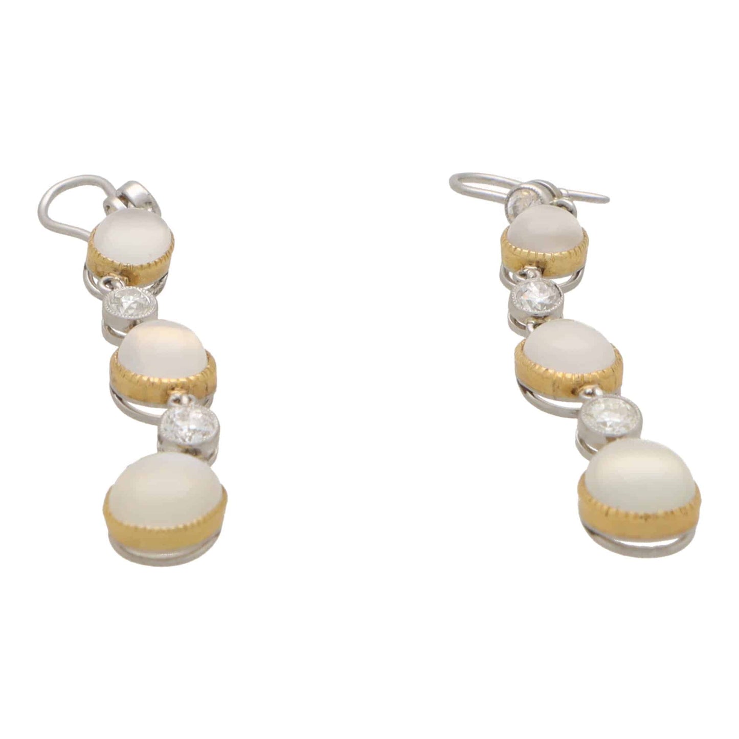 Moonstone and Diamond Victorian Inspired Drop Earrings