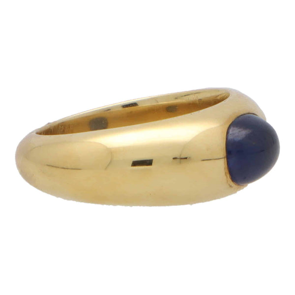 Vintage Sapphire Gypsy Set Chunky Ring In 18 Carat Yellow Gold