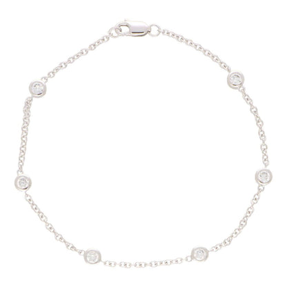 Bezel Set 0.55ct Diamond White Gold Chain Bracelet