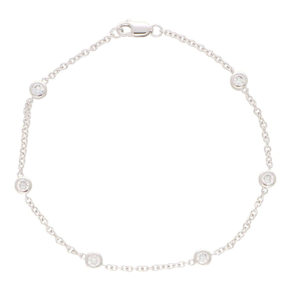 Bezel Set 0.55ct Diamond White Gold Chain Bracelet