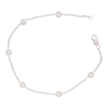 Bezel Set 0.55ct Diamond White Gold Chain Bracelet