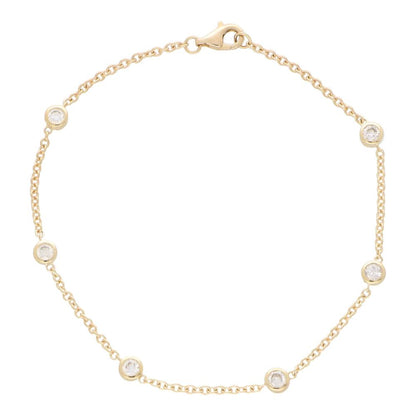 Bezel Set Diamond Yellow Gold Chain Bracelet