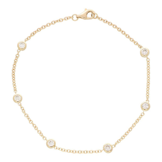 Bezel Set Diamond Yellow Gold Chain Bracelet