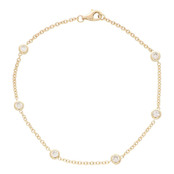 Bezel Set Diamond Yellow Gold Chain Bracelet