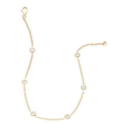 Bezel Set Diamond Yellow Gold Chain Bracelet