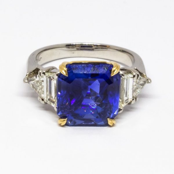 Vintage Cartier 7 Carat Sapphire Burma No Heat and Diamond Ring
