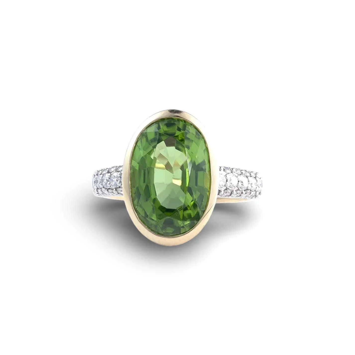 Vintage 18 Carat Gold Green Tourmaline And Diamond Ring