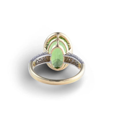 Vintage 18 Carat Gold Green Tourmaline And Diamond Ring