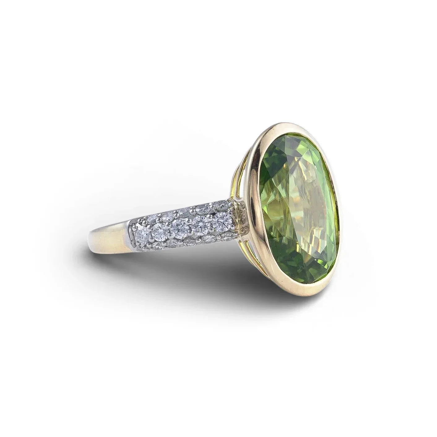 Vintage 18 Carat Gold Green Tourmaline And Diamond Ring