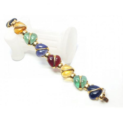 MULTI GEM GOLD HEART BRACELET
