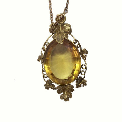 Antique Victorian Yellow Citrine Gold Pendant