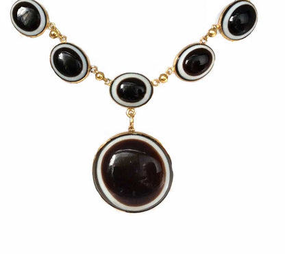 Antique Victorian Scottish Banded Agate Necklace