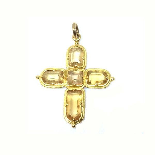 Antique Topaz & Gold Cross Pendant