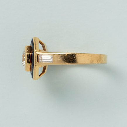 Mellario 0.50ct Diamond and Sapphire Octagonal Cluster Target Engagement Ring in 18ct yellow gold