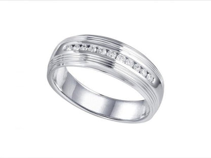 Men's Diamond Set Wedding Band Ring, 0.23cts, 18ct White Gold