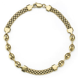 Mesh & Anchor Link 18ct Gold Bracelet
