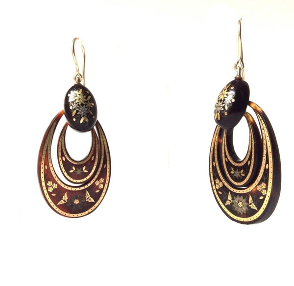 Antique Victorian Tortoiseshell Pendant Earrings