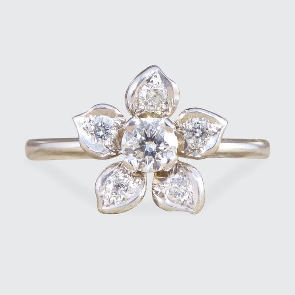 Modern 0.31ct Diamond Set Flower Ring