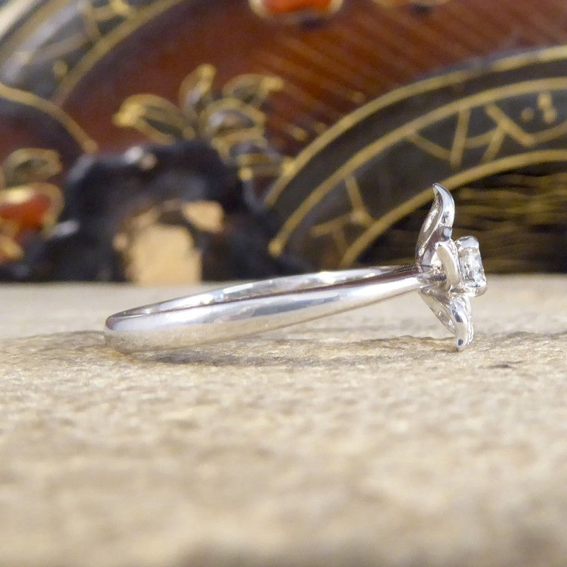 Modern 0.31ct Diamond Set Flower Ring