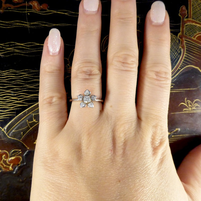 Modern 0.31ct Diamond Set Flower Ring
